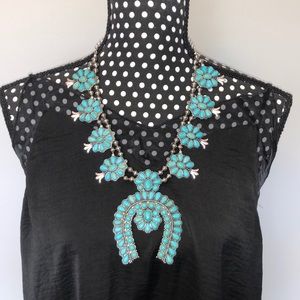 Turquoise squash blossom necklace